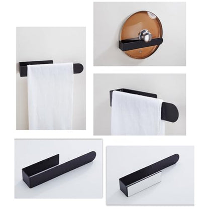 szhdxsy Towel Holder SUS 304 Stainless Steel Towel Rod, Self Adhesive Towel Holder Towel Rod Towel Rack for Bathroom,Kitchen (Black 14in) - color: Black, size: 14