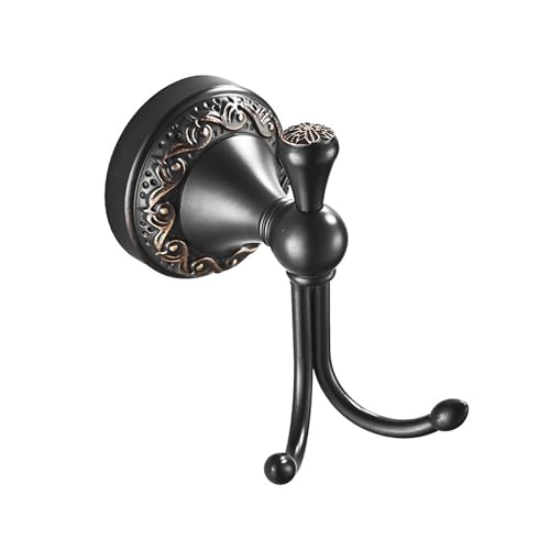 Antique Bronze Brass Bath Towel Hooks, Wall Mounted Bathroom Hardware Accessories,Pattern Carving Design - color: Robe Hook