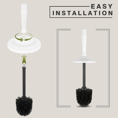 White Toilet Brush and Holder Set，Toilet Bowl Brush and Holder | Heavy Duty Toilet Brush for Bathroom, Stainless Steel Toilet Cleaner Brush,Deep Cleaning,Space Saving,Covered Brush - color: White