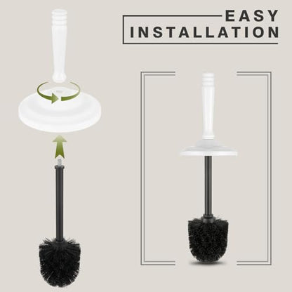 White Toilet Brush and Holder Set，Toilet Bowl Brush and Holder | Heavy Duty Toilet Brush for Bathroom, Stainless Steel Toilet Cleaner Brush,Deep Cleaning,Space Saving,Covered Brush - color: White