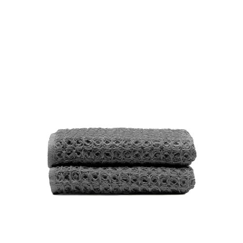 Sedona Waffle Washcloths, 410 GSM 100% Cotton, Set of 2, Soft Textured Face Towels, Quick-Drying & Gentle (Charcoal) - color: Charcoal, style: Washcloth (Set of 2)