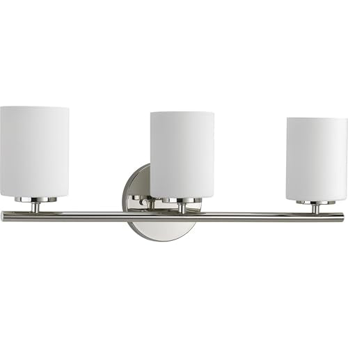 Progress Lighting 3-Light Etched Glass Modern Bath Vanity Light, Replay Collection , Indoor, P2159-104, Polished Nickel - color: Polished Nickel, size: 3-Light