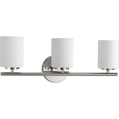 Progress Lighting 3-Light Etched Glass Modern Bath Vanity Light, Replay Collection , Indoor, P2159-104, Polished Nickel - color: Polished Nickel, size: 3-Light