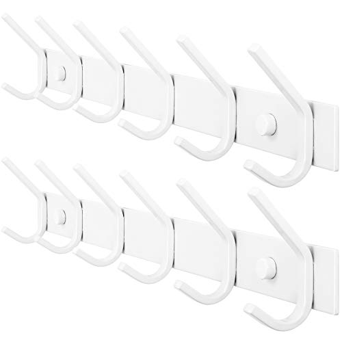 WEBI Coat Rack Wall Mounted,Coat Hooks Wall Mount,Coat Hanger Wall Hook Rack,6 Hooks for Hanging Coats,Hats,Jacket,Clothes,White,2 Packs - size: 6 Hooks(2 Packs)