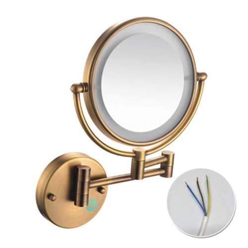 Wall Mounted Lighted Makeup Mirror, Hardwired Double-Sided Magnifying Vanity Mirror Extended Arm 360° Swivel LED Shaving Mirror,10X,D - color: D, size: 10X