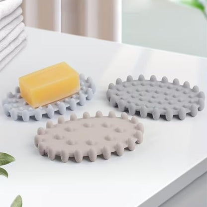 1Pc Light Blue Silicone Soap Dish, Self-Draining Non-Slip Soap Saver Pad, Quick Dry Bar Soap Holder Tray for Bathroom, Shower, Kitchen Sink, Bar Toilet, Easy Clean - color: Light Blue