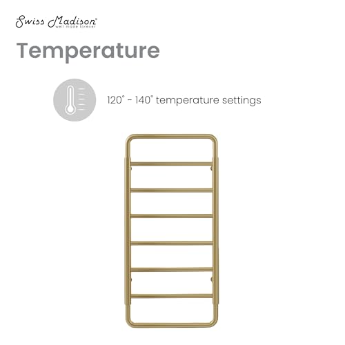 Swiss Madison Ivy 8-Bar Electric Towel Warmer Heated Towel Racks for Bathroom in Brushed Gold - color: Gold