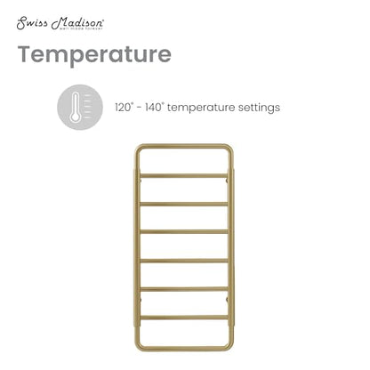 Swiss Madison Ivy 8-Bar Electric Towel Warmer Heated Towel Racks for Bathroom in Brushed Gold - color: Gold