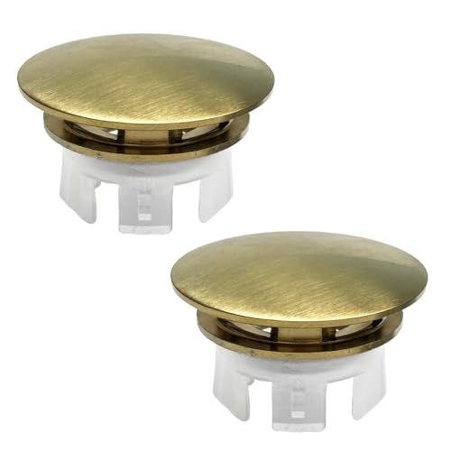 2 Pcs Sink Overflow Covers,2-Layer Sink Copper Over Flow Rings,Bathroom Basin Insert in Hole Round Caps Replacement Dual Layer Overflow Cover Rings for Sink,Bathroom,Kitchen(Gold) - color: Gold