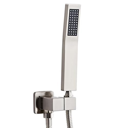 Handheld Shower Head，High Pressure Brushed Nickel Shower Head,Water Saving Detachable Shower Wand with Solid Brass Body and 5 ft Flexible Hose, Easy to Clean and Durable - color: Brushed Nickel