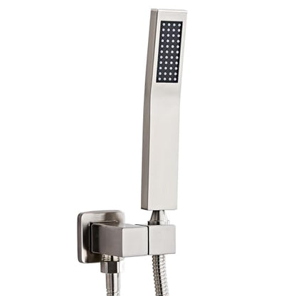 Handheld Shower Head，High Pressure Brushed Nickel Shower Head,Water Saving Detachable Shower Wand with Solid Brass Body and 5 ft Flexible Hose, Easy to Clean and Durable - color: Brushed Nickel