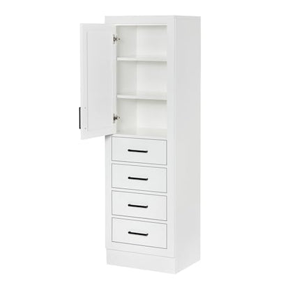 ARIEL Bathroom Storage Cabinet - Solid Hevea Wood and Fully Assembled for Long-Lasting Durability and Sophisticated Finish - color: White, style: Hepburn