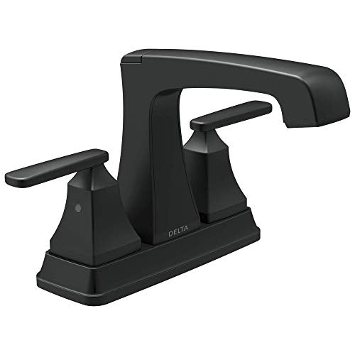 Delta Faucet Ashlyn Centerset Bathroom Faucet, Black Bathroom Sink Faucet, 2 Handle Bathroom Faucet, Diamond Seal Technology, Metal Drain Assembly, Matte Black 2564-BLMPU-DST - color: Matte Black