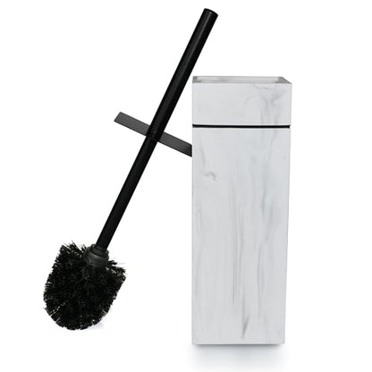 Black Line Design Resin Toilet Bowl Holder and Brush Set, Stylish Bathroom Cleaning Tool with Durable Bristles, Compact and Functional - style: Black Lined