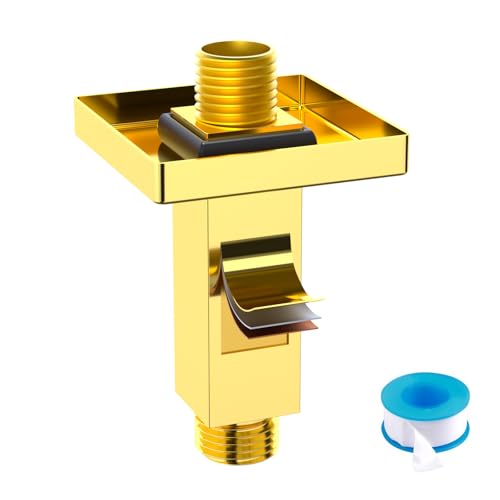 Enga Square Shower Arm with Flange, 3 Inches Ceiling Mount Replacement Rain Shower Head Straight Arm, Bright Gold - color: Polished Gold, style: 3 Inch