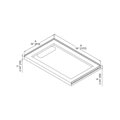 OVE Decors 54x36" Shower Base, White - size: 54 x 36, style: Side Drain