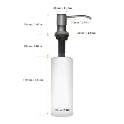 Soap Dispenser for Kitchen Sink, Built in Sink Soap Dispenser Lotion Dispenser with 17 OZ Bottle, Refill from The Top Bar Sink Soap Dispenser, Gray - color: Gray