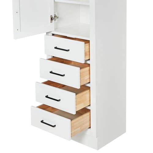 ARIEL Bathroom Storage Cabinet - Solid Hevea Wood and Fully Assembled for Long-Lasting Durability and Sophisticated Finish - color: White, style: Hepburn