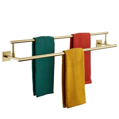 KOKOSIRI Bath Towel Bars 36-Inch Double Towel Rails Overlength Bathroom Racks for Cabinet Kitchen Brushed Gold Stainless Steel B5009BG-L36 - color: Brushed Gold, size: 36-Inch