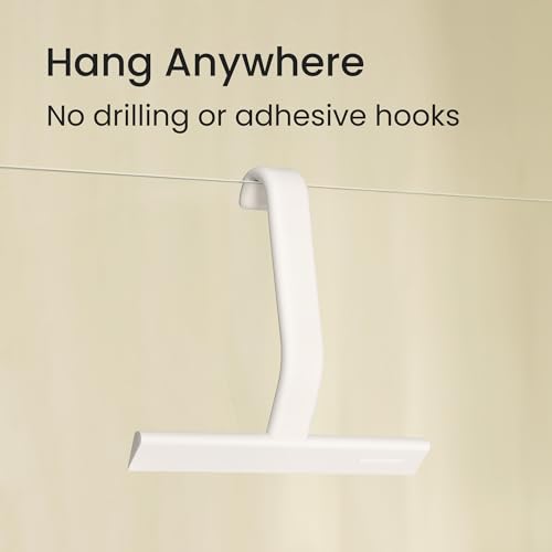 JustHang Shower Squeegee with Built-in Hook, 10-Inch White | Award-Winning Design, All-One-Piece Soft-Touch Silicone, for Glass Door, Bathroom, Window, Mirror, Tile Wall, Car - color: Classic White