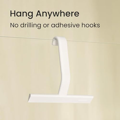 JustHang Shower Squeegee with Built-in Hook, 10-Inch White | Award-Winning Design, All-One-Piece Soft-Touch Silicone, for Glass Door, Bathroom, Window, Mirror, Tile Wall, Car - color: Classic White