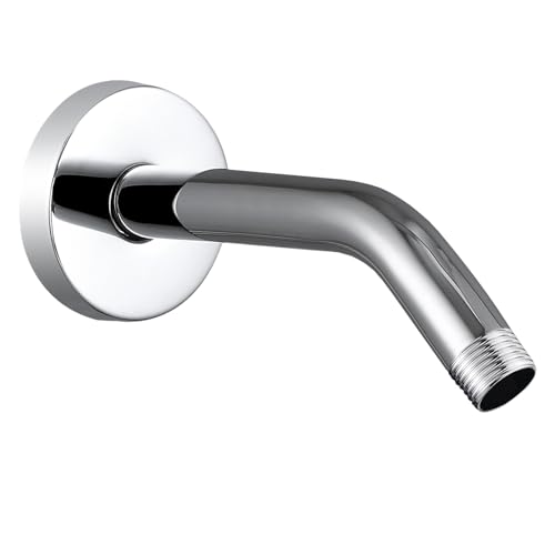 Voolan Shower Arm with Flange and Teflon Tape, Extension Shower Head Arm for Bathroom Fixed Shower Head, Solid Stainless Steel, Wall Mounted (8 Inch, Chrome) - color: Chrome, style: 8 Inch
