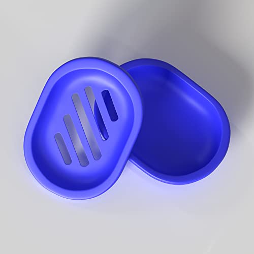 Topsky 2 Pcs Soap Dish Soap Holder for Shower, Soap Dishes Soap Savers for Bar Soap, Soap Bar Holder Shower with Drip Tray, Plastic Double Layer Draining Soap Box for Bathroom Kitchen - Blue - color: Dark Blue
