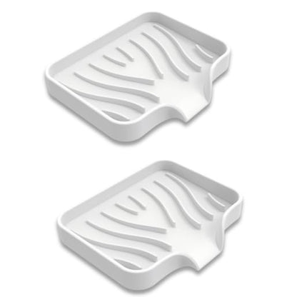Silicone Soap Dish with Drainer, Fast Dry Kitchen Bath White Small 2-Pack | Soft silicone non-slip holder for sponge, dispenser, scrubber, bottle&cup,Quick-dry prevents mildew in shower, kitchen & bath - color: White, size: Small