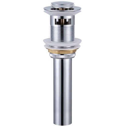 Angle Simple Bathroom Sink Drain Chrome, Pop Up Drain Stopper with Overflow | Brass Sink Stopper Assembly, Fits Lavatory & Vanity Sink with 1.61 to 2 Inches Drain Hole - color: Chrome