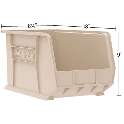 Akro-Mils 30265 AkroBins Plastic Storage Bins, 18"x8.25"x9", Green, 6-Pack | Space-Saving Stackable Bins for Garage, Pantry, Craft Organization - color: Green