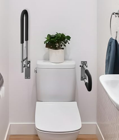 Handicap Grab Bars Rails 23.6 Inch Toilet Handrails Bathroom Safety Bar Hand Support Rail Handicapped Handrail Accessories for Seniors Elderly (23.6inch-2pc) - size: 24inch-2pc