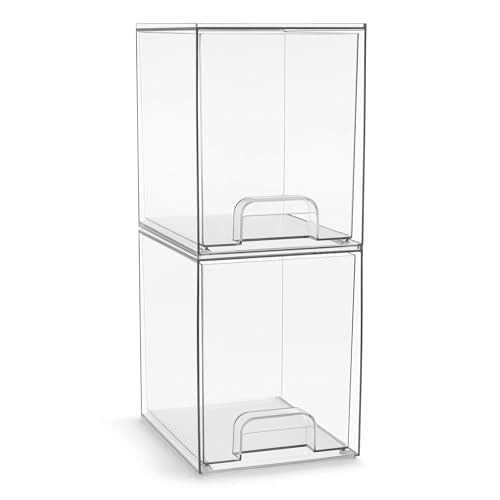 Sorbus Acrylic Storage Containers - 2 Pack, Stackable Storage Bins Set for Bathroom Organization - Clear Acrylic Drawer Organizers - Makeup Case Pull-Out Drawers (7.6’’ Tall) - size: 2 Pack, 7.6’’ Tall