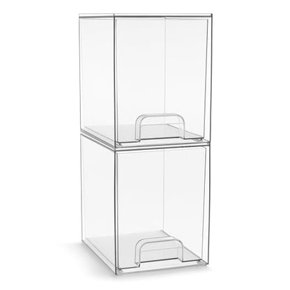 Sorbus Acrylic Storage Containers - 2 Pack, Stackable Storage Bins Set for Bathroom Organization - Clear Acrylic Drawer Organizers - Makeup Case Pull-Out Drawers (7.6’’ Tall) - size: 2 Pack, 7.6’’ Tall