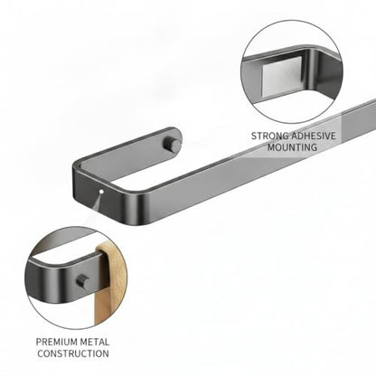 Towel Bar, 13.8-Inch Adhesive Metal Bathroom Rack with No-Drill Mount for Smooth Walls, Hole-Free Installation (1 Piece) - color: Black