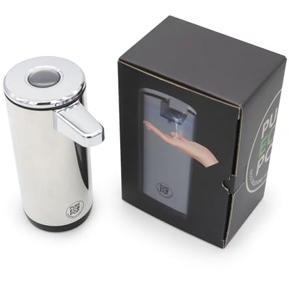 Touchless Soap Dispenser - Rechargeable Automatic Stainless Steel, 9oz Hands-Free Infrared Sensor for Bathrooms, Kitchens & Office(Chrome)