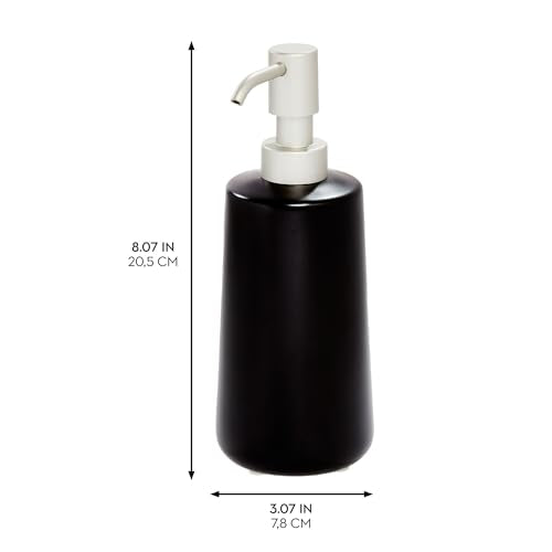 iDesign Dispenser for Bathroom Holds Hand Soap or Lotion-Set of 2-Matte Black Eco Vanity Ceramic Pump-Tall M2 - color: Matte Black, style: Pack of 2