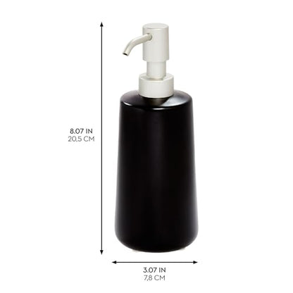 iDesign Dispenser for Bathroom Holds Hand Soap or Lotion-Set of 2-Matte Black Eco Vanity Ceramic Pump-Tall M2 - color: Matte Black, style: Pack of 2