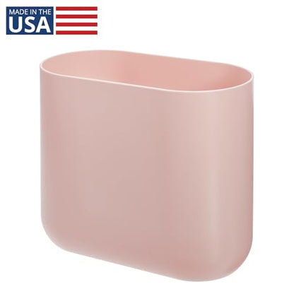 iDesign Small Slim Plastic Bathroom Trash Can, Pink | Garbage Can for Bedroom, Office, Desk, Dorm - color: Pink, style: Pack of 1