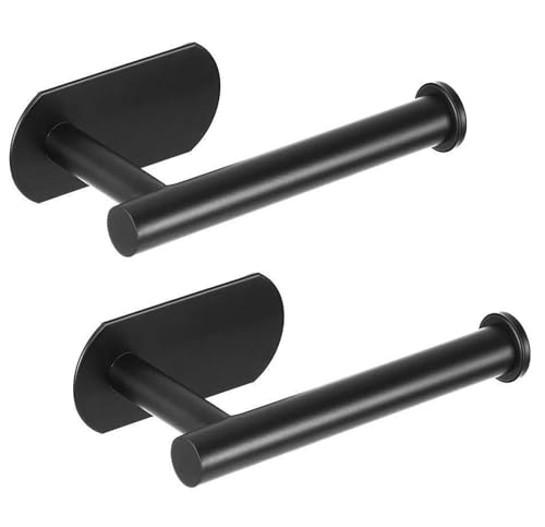 2 PCS Toilet Paper Holder, Premium SUS304 Stainless Steel Rustproof Wall Mounted Toilet Roll Holder No Drilling Toilet Tissues Holder for Bathroom, Washroom, Kitchen - color: Black