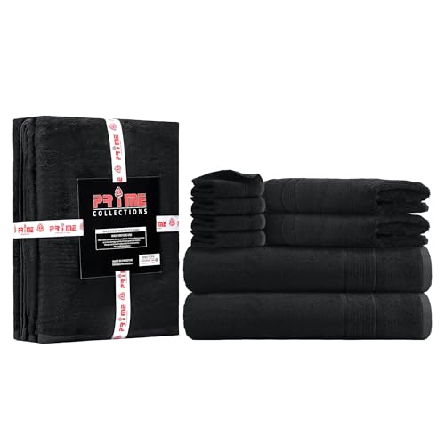 Bath Towel Set 8 PCS (8, Black) - color: Black
