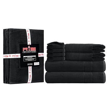 Bath Towel Set 8 PCS (8, Black) - color: Black