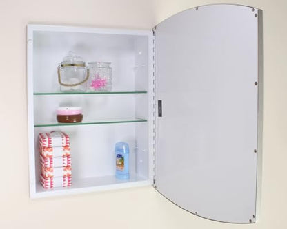 16x20 Harper Crescent Metal Framed Rectangle Recessed Bathroom Medicine Cabinet, Arced Mirror, 14x18 in-Wall Opening, Adjustable Glass Shelves, Magnet Close, Chrome - color: Chrome, size: 16x20