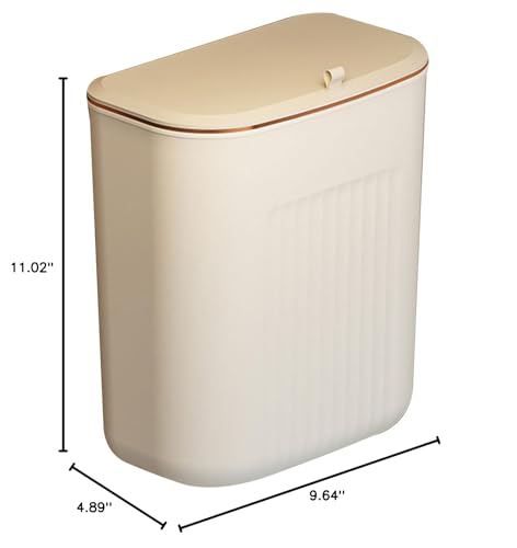 Hanging Trash Can,Wall Mounted Trash Bin Cabinet Door Hanging Trash Can No Drilling Required Suitable for Kitchen and Bathroom, White