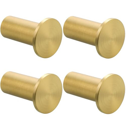 SAYAYO Brushed Gold Towel Hooks for Bathrooms, Heavy Duty Wall Hooks | Modern Coat Hook, SUS 304 Stainless Steel Robe Hook, 4 PCS - color: Gold
