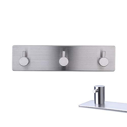 Self Adhesive Stainless Steel Hooks, Wall Mounted Heavy Duty Hanger, Key Rack Towel Hooks for Bathroom, Living Room, Kitchen (3 Hooks) - color: 3 Hooks