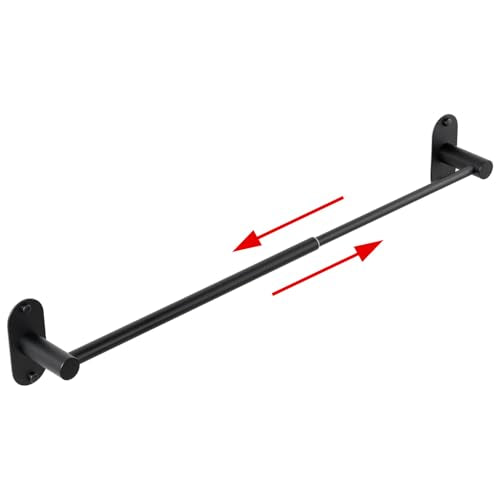 HITSLAM Self Adhesive and Screw Mounted Towel Bar, Adjustable 13.4-24 Inch Wall Mount Towel Holder, SUS304 Stainless Steel Bathroom Towel Rack, Matte Black - color: Matte Black