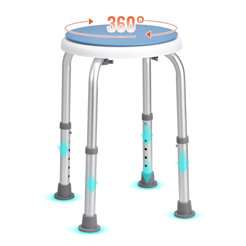 VEVOR Shower Chair for Inside Shower, 360 Degree Swivel Shower Seat, Adjustable Height Shower Stool, Non-Slip Bench Bathtub Seat Stool for Elderly Disabled Adults Handicap, 300 lbs Capacity - size: 300 lbs 360 Degree Swivel Seat