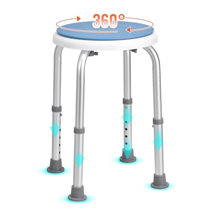 VEVOR Shower Chair for Inside Shower, 360 Degree Swivel Shower Seat, Adjustable Height Shower Stool, Non-Slip Bench Bathtub Seat Stool for Elderly Disabled Adults Handicap, 300 lbs Capacity - size: 300 lbs 360 Degree Swivel Seat
