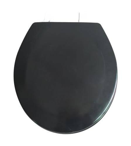 American Dream 17" MDF Toilet Seat – Black Finish, Durable Medium-Density Fiberboard Construction with Easy-Install Hardware and Standard Round Fit - color: Black