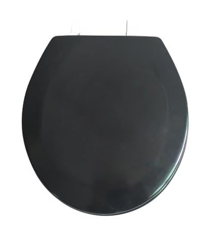American Dream 17" MDF Toilet Seat – Black Finish, Durable Medium-Density Fiberboard Construction with Easy-Install Hardware and Standard Round Fit - color: Black